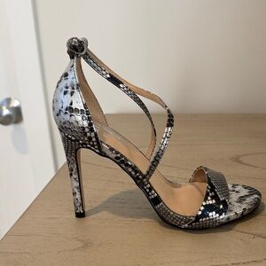Mix No. 6 Silver & Black Snake-Print Strappy Stiletto